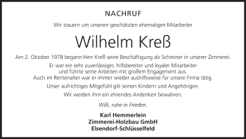 Anzeige von Wilhelm Kreß von MGO