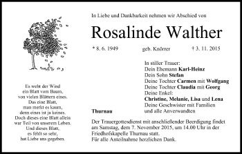 Anzeige von Rosalinde Walther von MGO
