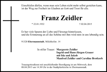 Anzeige von Franz Zeidler von MGO