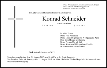 Anzeige von Konrad Schneider von MGO