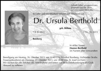 Anzeige von Ursula Berthold von MGO
