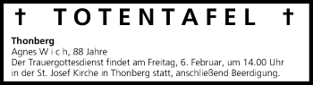 Anzeige von Totentafel vom 05.02.2015 von MGO