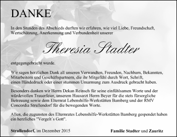Anzeige von Theresia Stadter von MGO