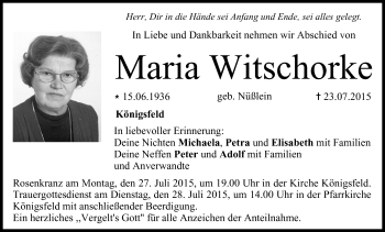 Anzeige von Maria Witschorke von MGO