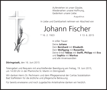 Anzeige von Johann Fischer von MGO