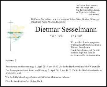 Anzeige von Dietmar Sesselmann von MGO