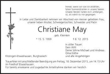 Anzeige von Christiane May von MGO