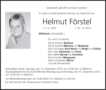 Anzeige von Helmut Förstel von MGO
