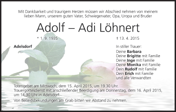 Anzeige von Adolf-Adi Löhnert von MGO