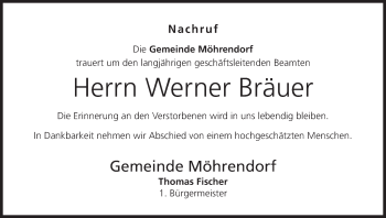 Anzeige von Werner Bräuer von MGO