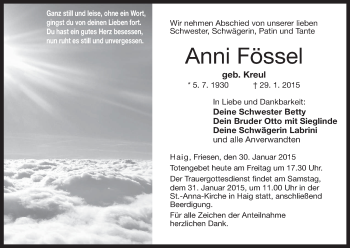 Anzeige von Anni Fössel von MGO