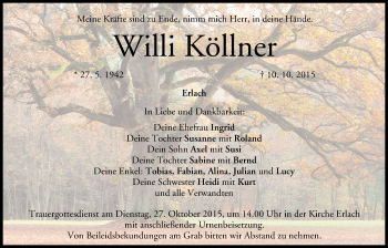 Anzeige von Willi Köllner von MGO