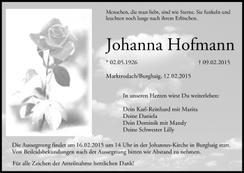 Anzeige von Johanna Hofmann von MGO