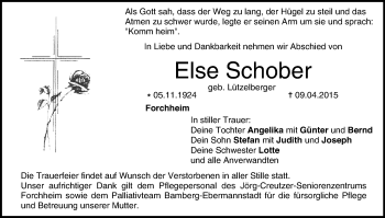 Anzeige von Else Schober von MGO