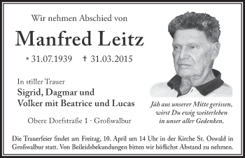 Anzeige von Manfred Leitz von MGO