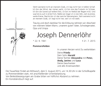 Anzeige von Joseph Dennerlöhr von MGO