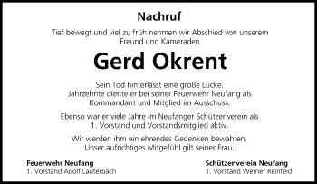 Anzeige von Gerd Okrent von MGO