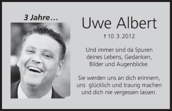 Anzeige von Uwe Albert von MGO