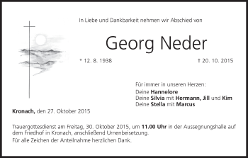 Anzeige von Georg Neder von MGO