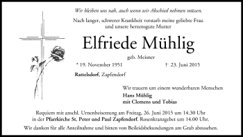 Anzeige von Elfriede Mühlig von MGO