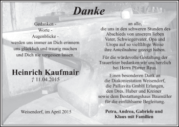 Anzeige von Heinrich Kaufmair von MGO