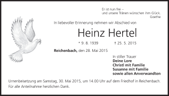 Anzeige von Heinz Hertel von MGO