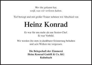 Anzeige von Heinz Konrad von MGO