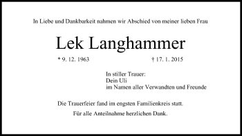 Anzeige von Lek Langhammer von MGO