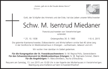 Anzeige von Isentrud Miedaner von MGO