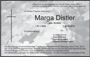 Anzeige von Marga Distler von MGO