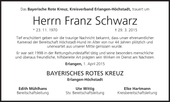 Anzeige von Franz Schwarz von MGO