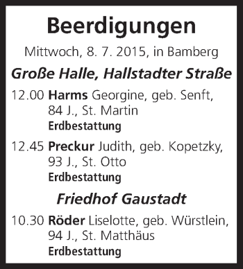 Anzeige von Georgine Harms von MGO