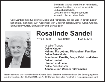 Anzeige von Rosalinde Sandel von MGO