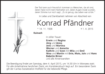 Anzeige von Konrad Pfändner von MGO