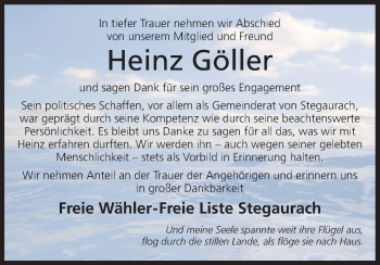 Anzeige von Heinz Göller von MGO