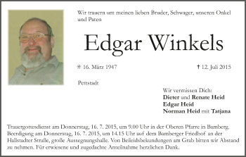 Anzeige von Edgar Winkels von MGO