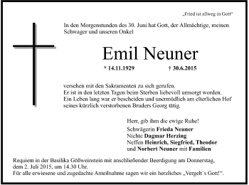 Anzeige von Emil Neuner von MGO