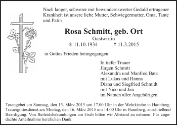 Anzeige von Rosa Schmitt von MGO