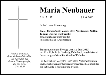 Anzeige von Maria Neubauer von MGO