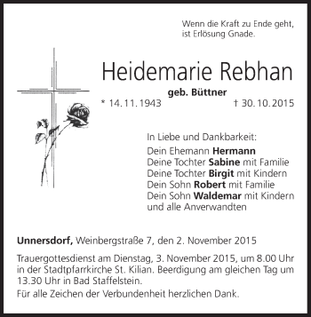 Anzeige von Heidemarie Rebhan von MGO