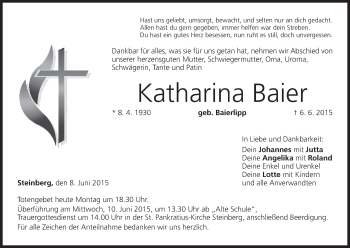 Anzeige von Katharina Baier von MGO