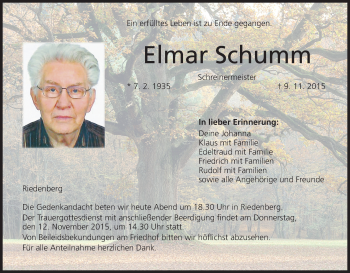 Anzeige von Elmar Schummt von MGO