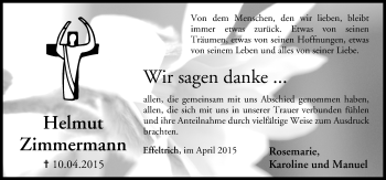 Anzeige von Helmut Zimmermann von MGO