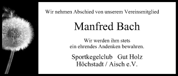Anzeige von Manfred Bach von MGO