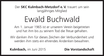 Anzeige von Ewald Buchwald von MGO