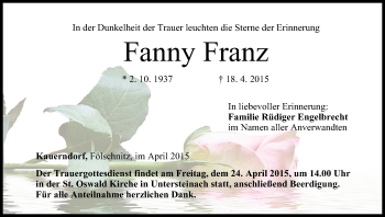 Anzeige von Fanny Franz von MGO