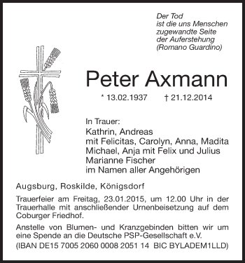 Anzeige von Peter Axmann von MGO