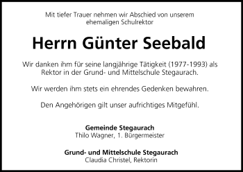 Anzeige von Günter Seebald von MGO