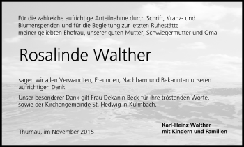 Anzeige von Rosalinde Walther von MGO