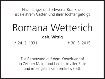 Anzeige von Romana Wetterich von MGO